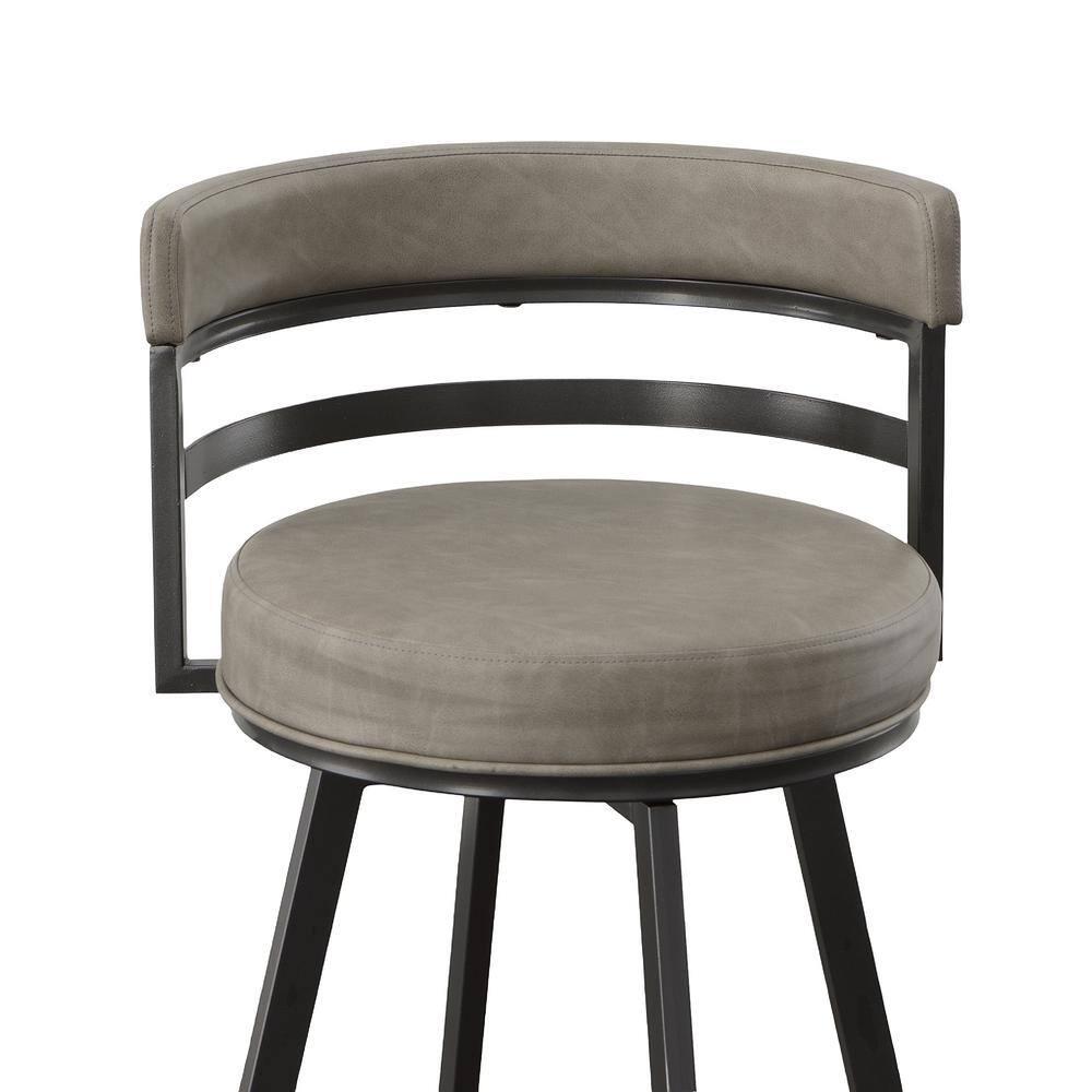 Steve Silver Gene Metal and Beige Faux Leather Swivel Bar Stool