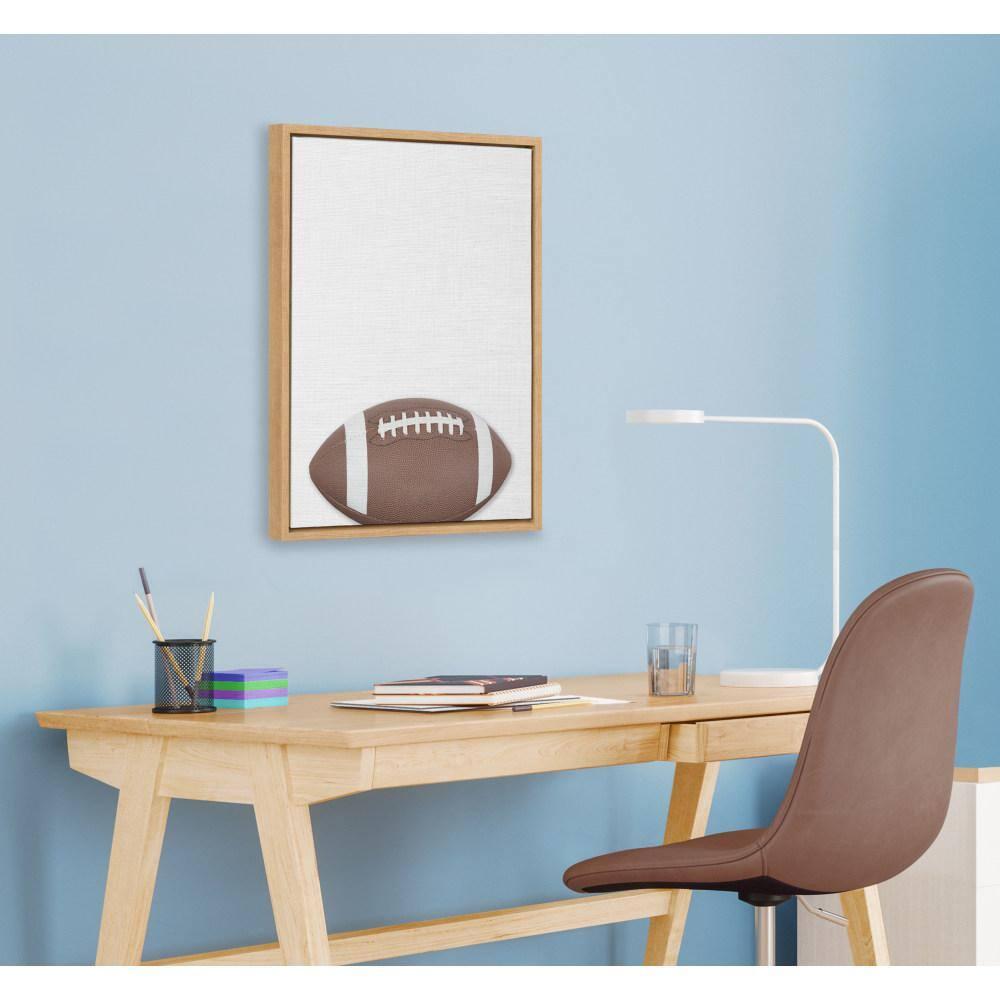 18" x 24" Sylvie Color Football Portrait Framed Canvas Natural - DesignOvation: Modern Style, Plastic Frame, Screen Print Wall Art