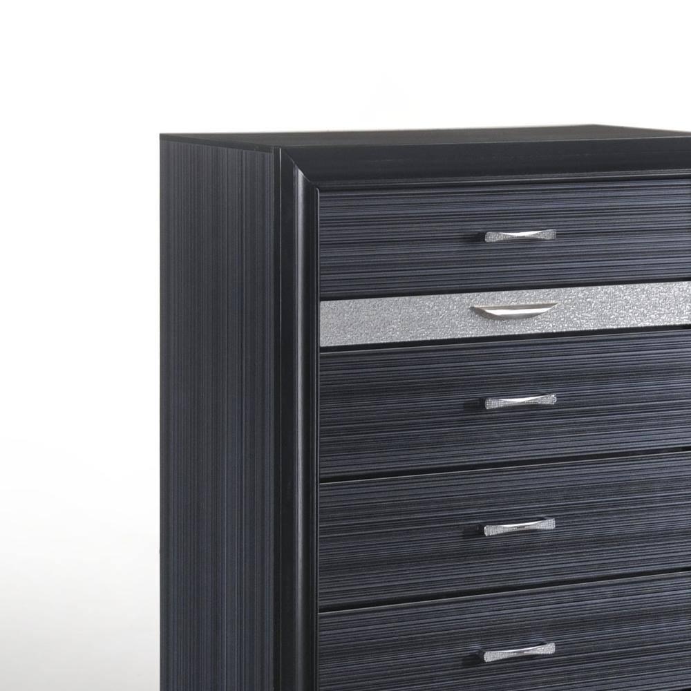 Naima Black Chest with Felt-Lined Jewelry Drawer and Crystal Inserts