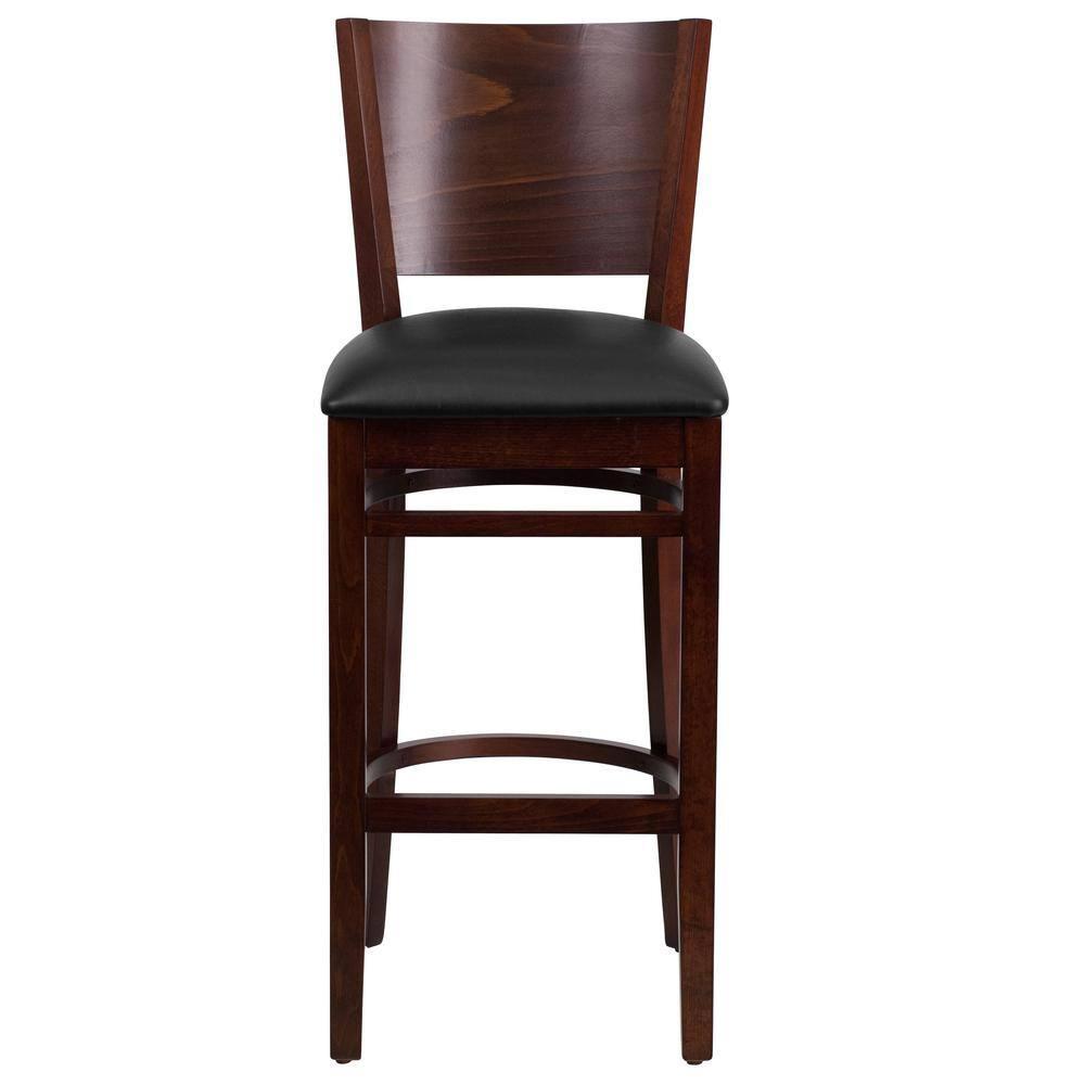 Flash Furniture Lacey Series Solid Back Walnut Wood Restaurant Barstool