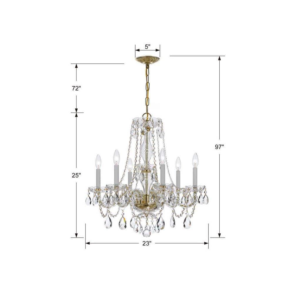 Crystorama Lighting Traditional Crystal 6 - Light Chandelier in  Polished Brass
