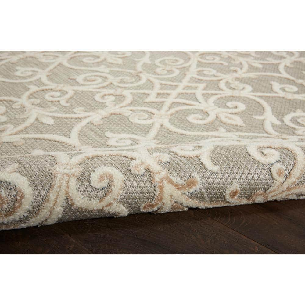 Nourison Aloha Contemporary Scroll Flatweave High-Low Indoor Outdoor Area Rug Natural 5'3" x 7'5"