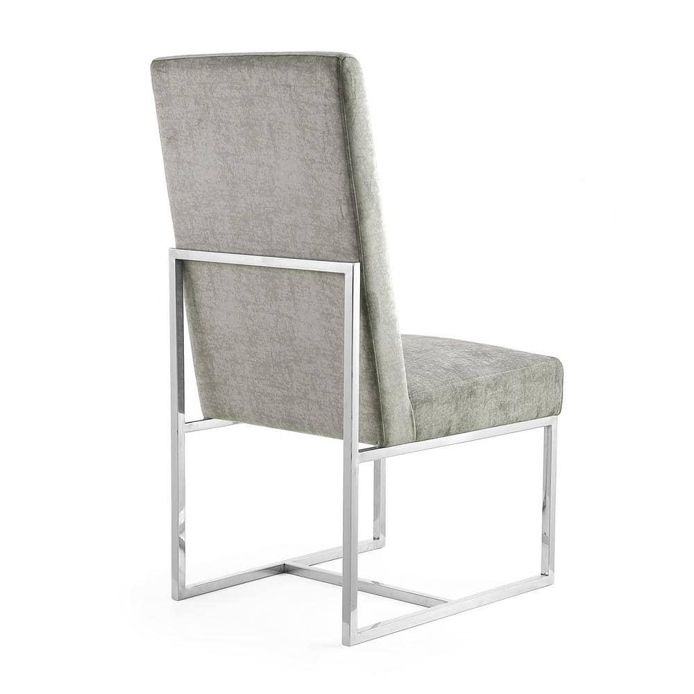 Element Velvet Dining Chair Steel - Manhattan Comfort: High-Back, Armless, Stainless Steel Base