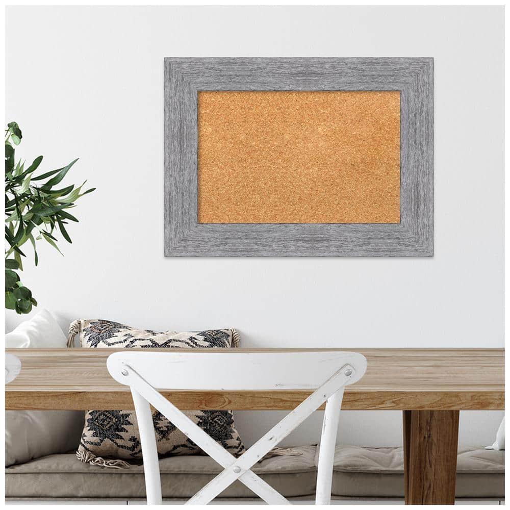 Amanti Art Natural Cork Board Framed Bark Rustic Grey Bulletin Board 23 in. x 17 in.