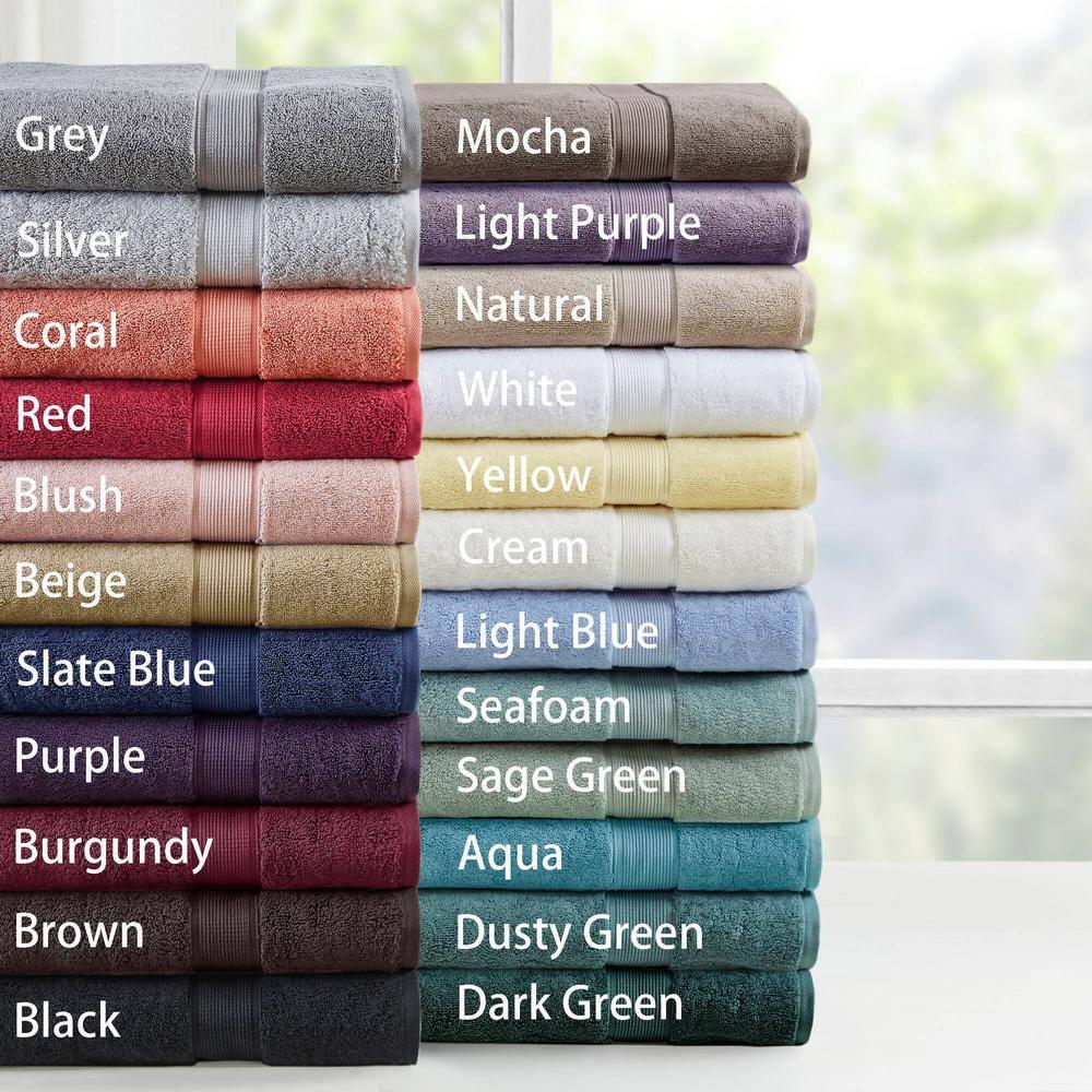8pc Cotton Bath Towel Set Silver: Madison Park, Heavyweight Terry, OEKO-TEX Certified