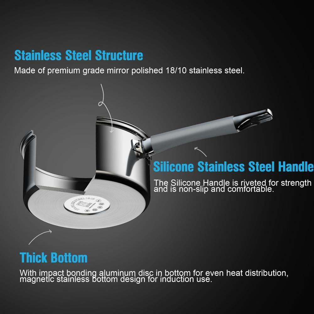 Cooks Standard 12 Piece Stainless Steel Cookware Set, Silicone Handle