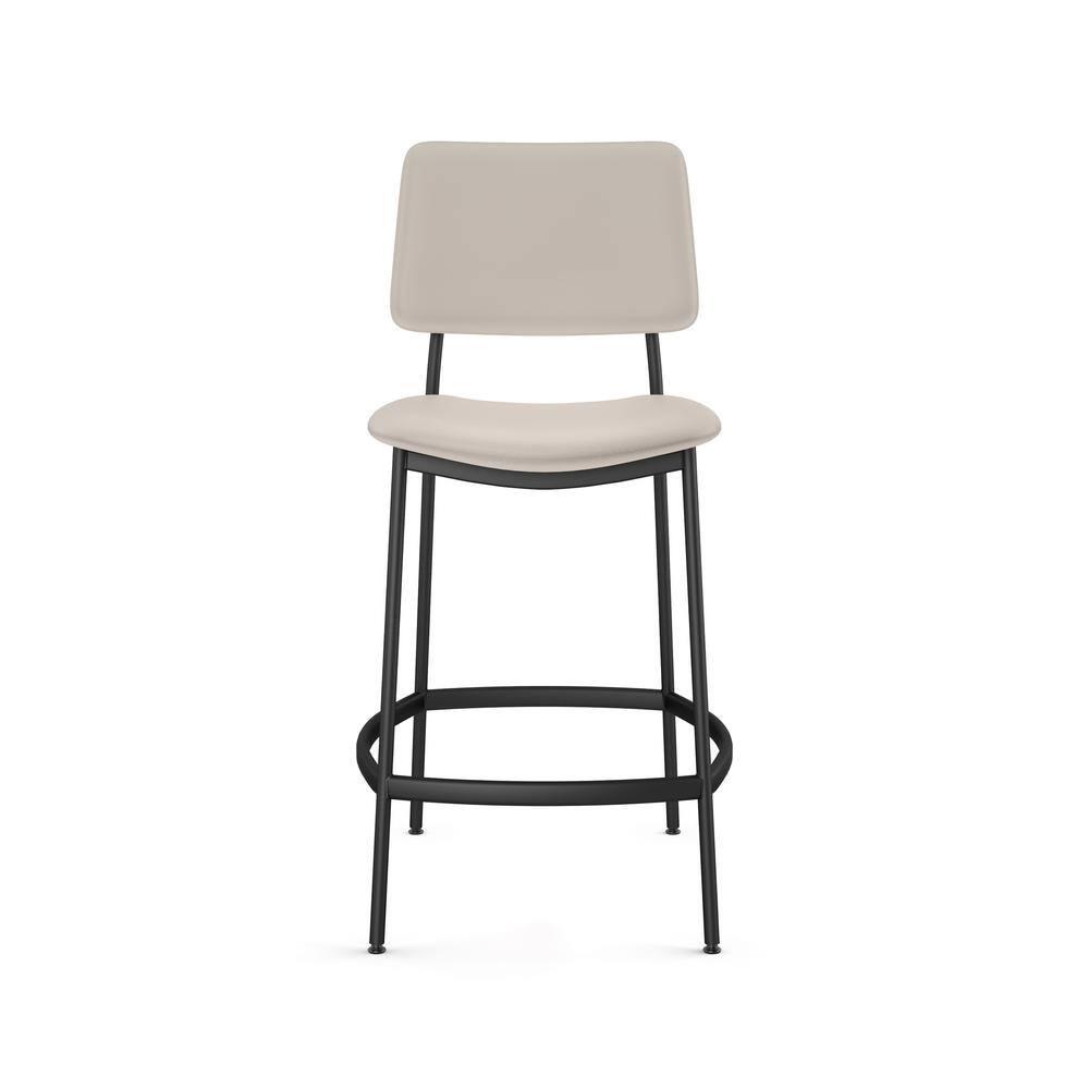 Amisco Sullivan 26 In. Counter Stool - Cream Faux Leather / Black Metal