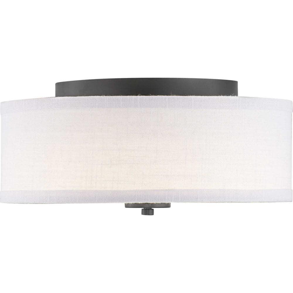 Progress Lighting Inspire Collection 1-Light LED Flush Mount, Graphite Finish, Fabric Shade