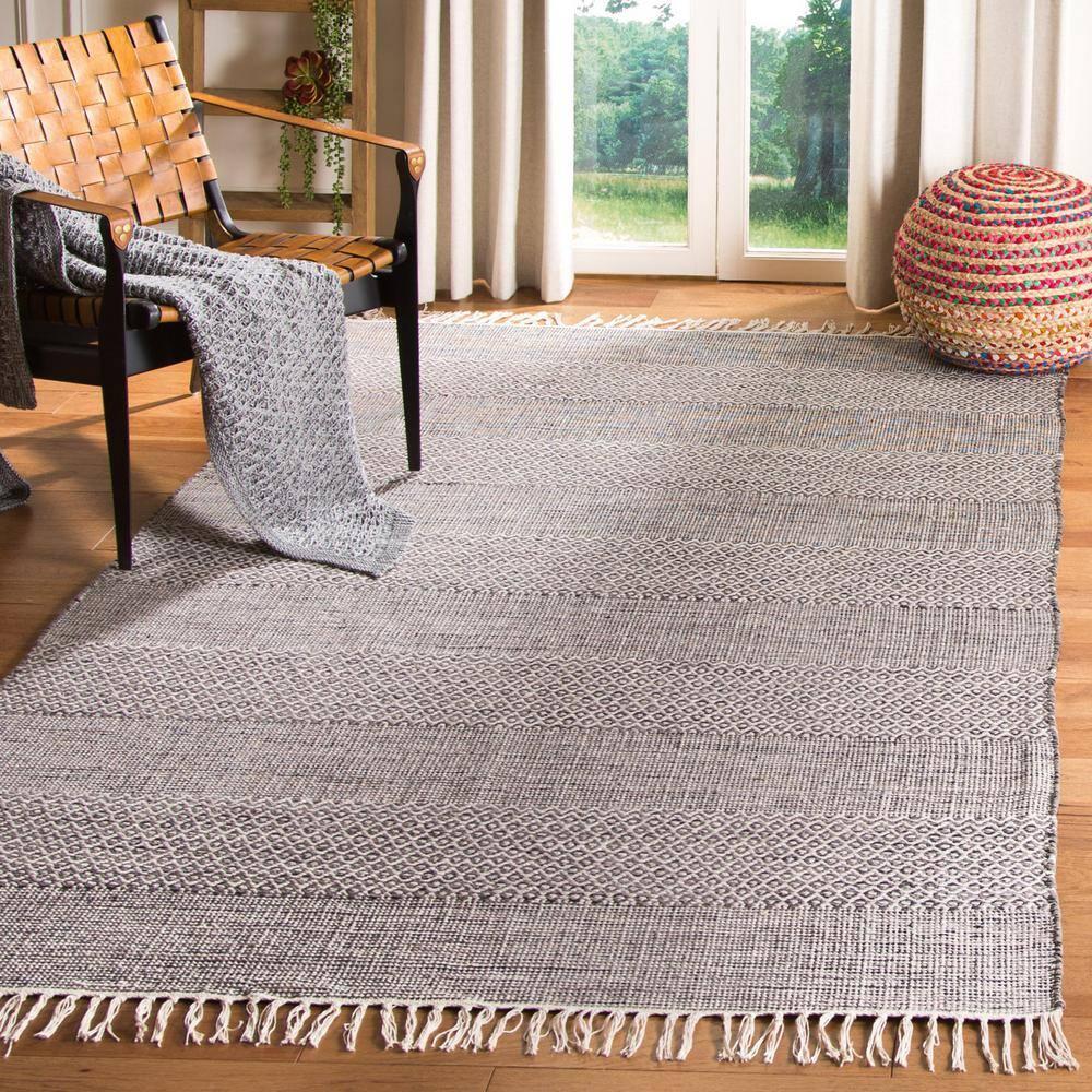 Montauk MTK330 Hand Woven Area Rug - Ivory/Anthracite - 3'x5' - Safavieh.
