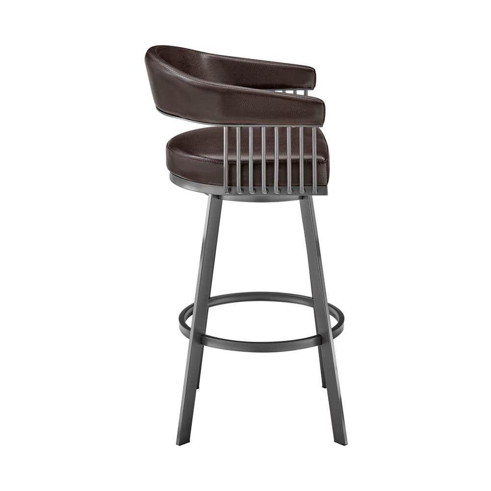 26 in. Chelsea Counter Height Swivel Bar Stool in Java Brown Finish & Chocolate Faux Leather