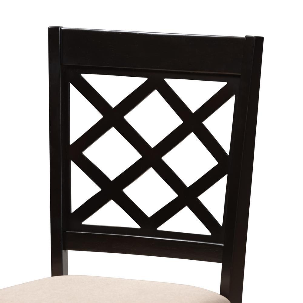 Set of 4 Jackson Dining Chair Sand/Espresso - Baxton Studio: Contemporary Cut-Out Back Design, Square Frame