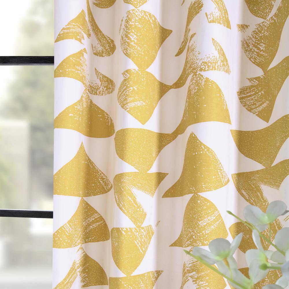 HPD Half Price Drapes Grommet Triangular Geometric Printed Curtains Cotton Curtains 96 Inches Long (1 Panel) Room Darkening Curtains for Bedroom & Living Room, 50W x 96L, Triad Geometric Gold