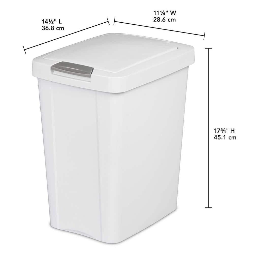 Sterilite 7.5 Gallon TouchTop Wastebasket Trash Can with Pop Up Lid for Kitchen, Bathroom, Mudroom or Office, 4 Pack, White