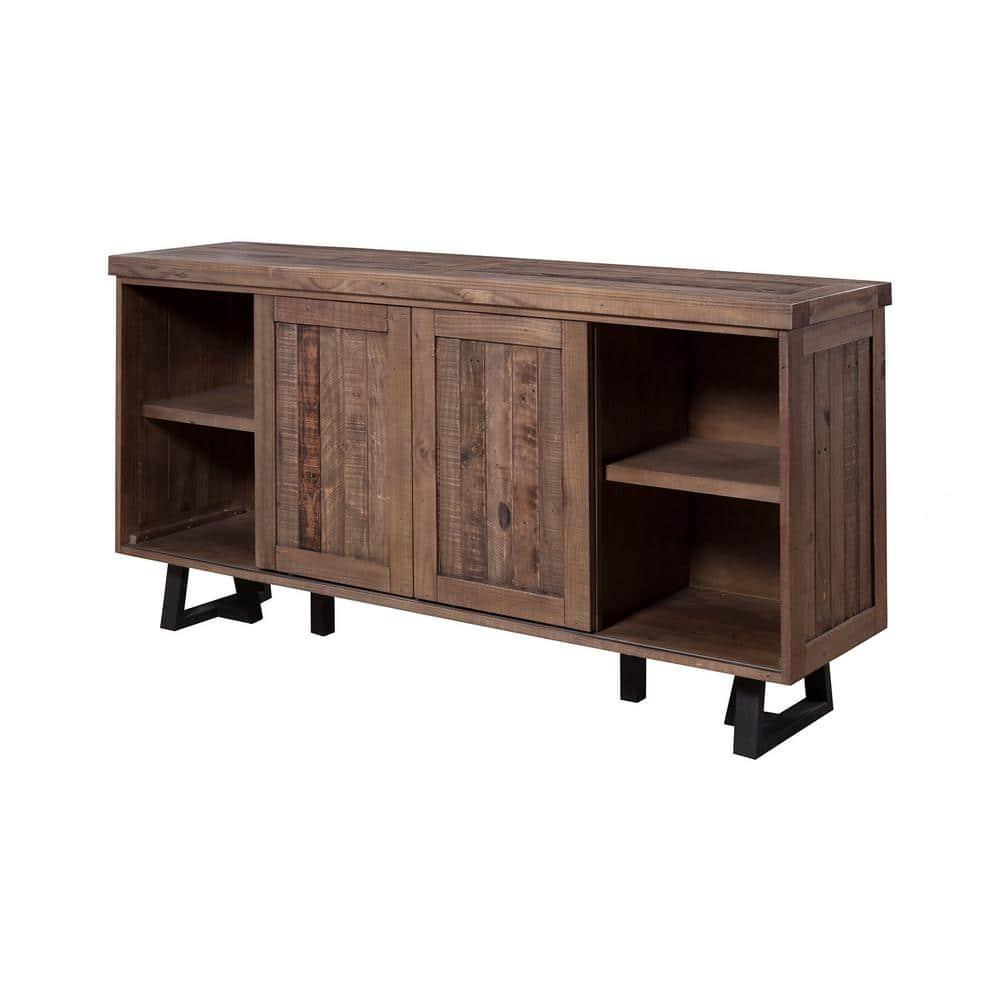 Alpine Furniture Prairie Wood Dining Sideboard with Wine Holder in Natural-Black