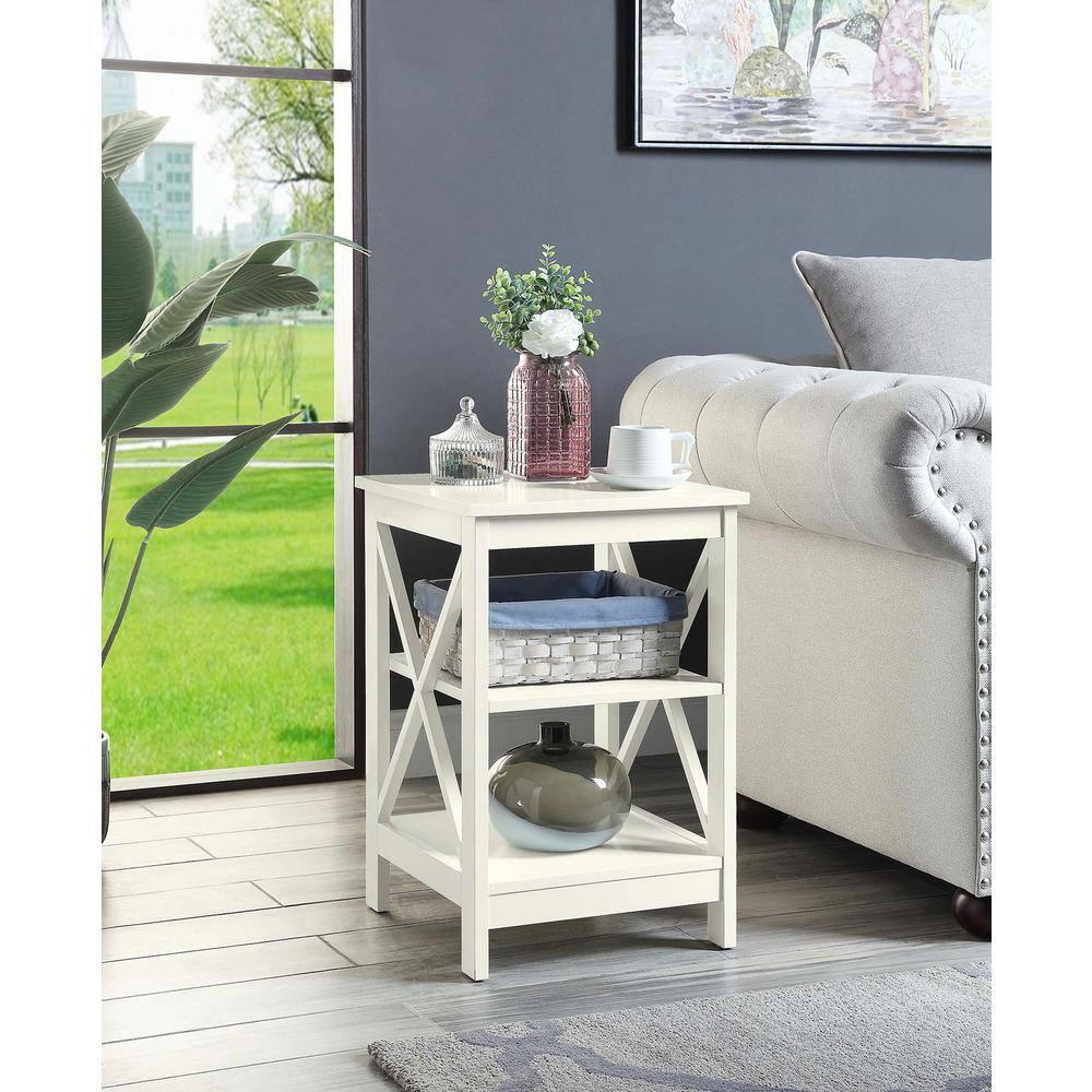Convenience Concepts Oxford End Table with Shelves, Ivory