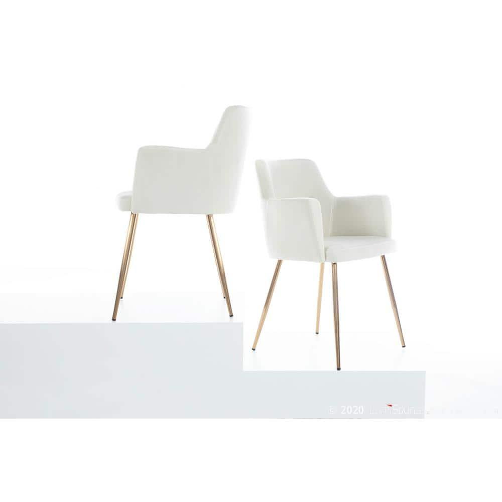LumiSource Gold Metal, Cream Velvet Andrew Chair - Set of 2