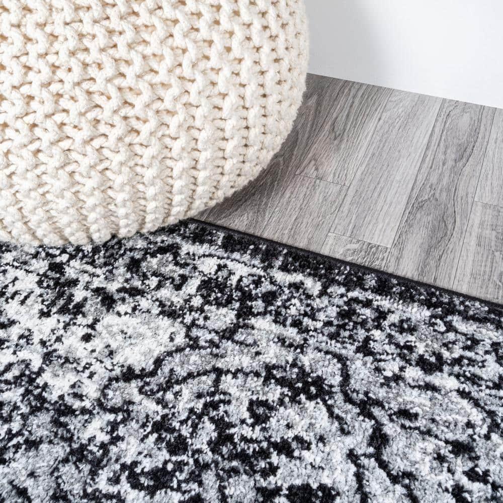 3' x 5' Modern Persian Boho Vintage Trellis Area Rug, Black/Ivory - JONATHAN Y