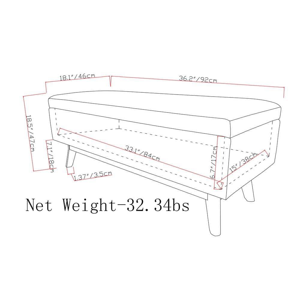 Simpli Home Owen 36" Wd. Small Rectangular Storage Ottoman in Distressed Dark Blue