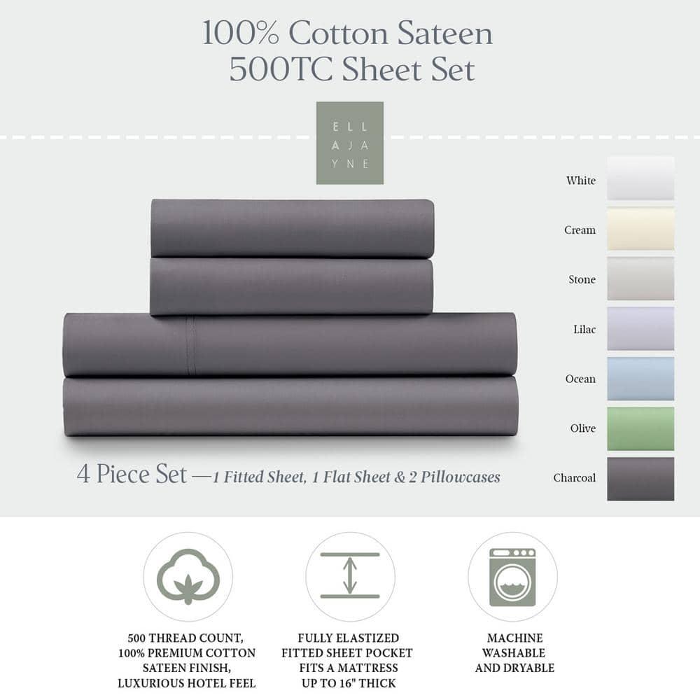 Ella Jayne Home 500 Thread 100% Cotton Sateen Sheet Set
