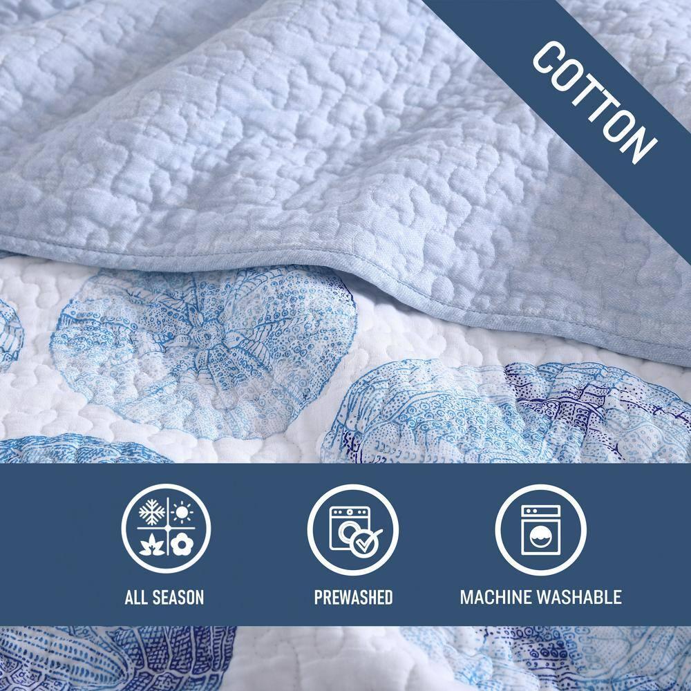 Tommy Bahama Home Tommy Bahama Ocean Isle Blue Cotton Reversible Quilt Set