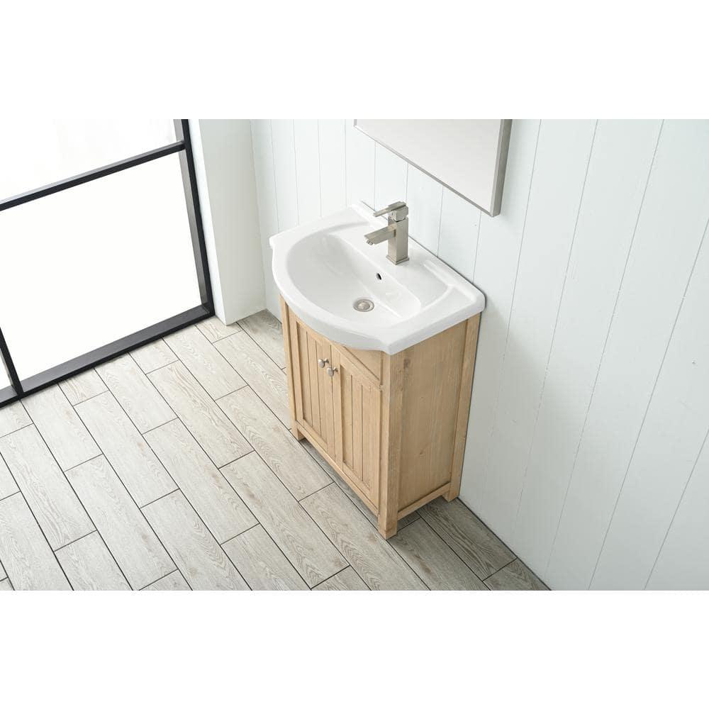 Design Element Marian 24" Single Sink Bath Vanity in Oak with Porcelain Top