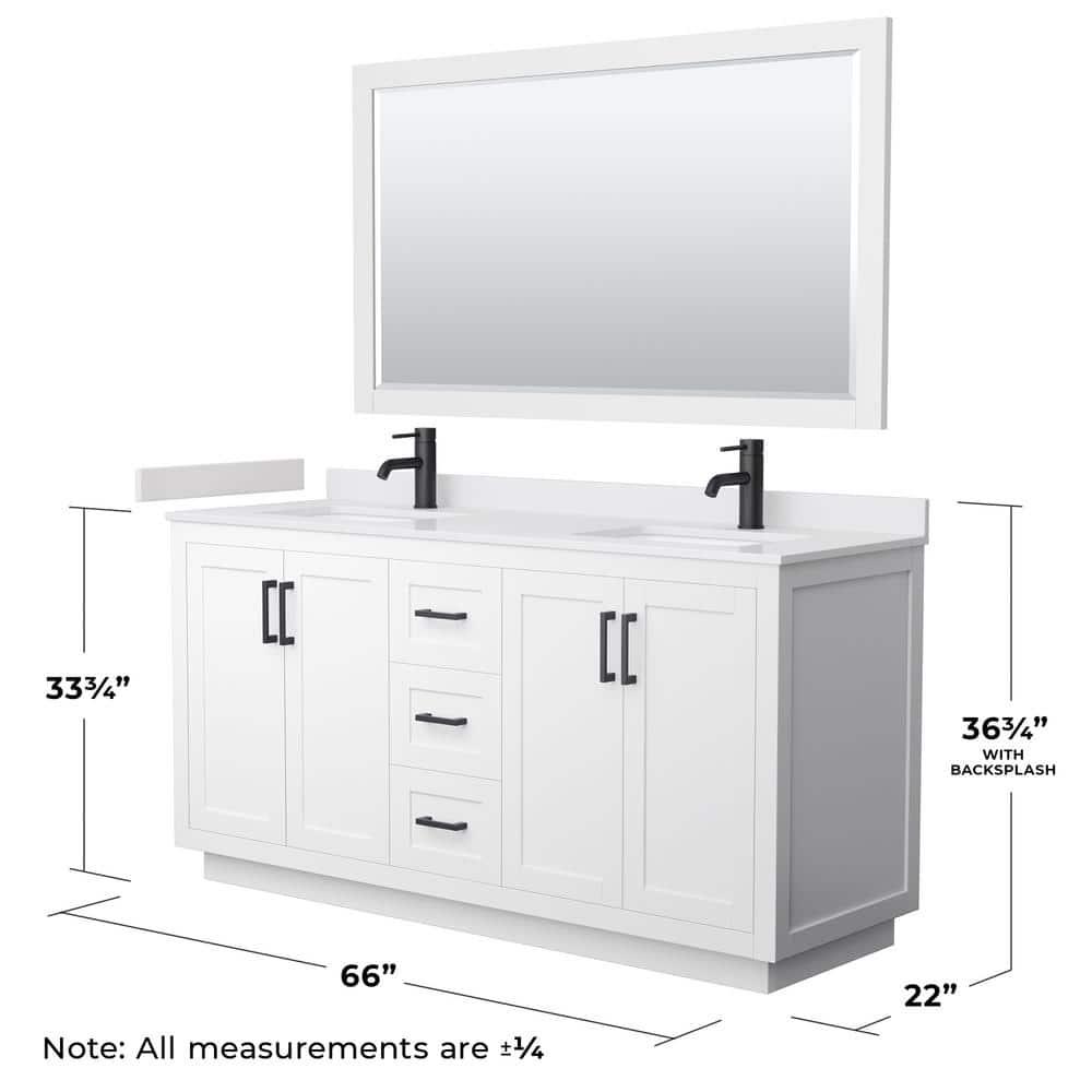 Wyndham Collection Miranda 66" Freestanding Double Bathroom Vanity with Cultured Marble Top with 58" Mirror & Reviews | Wayfair