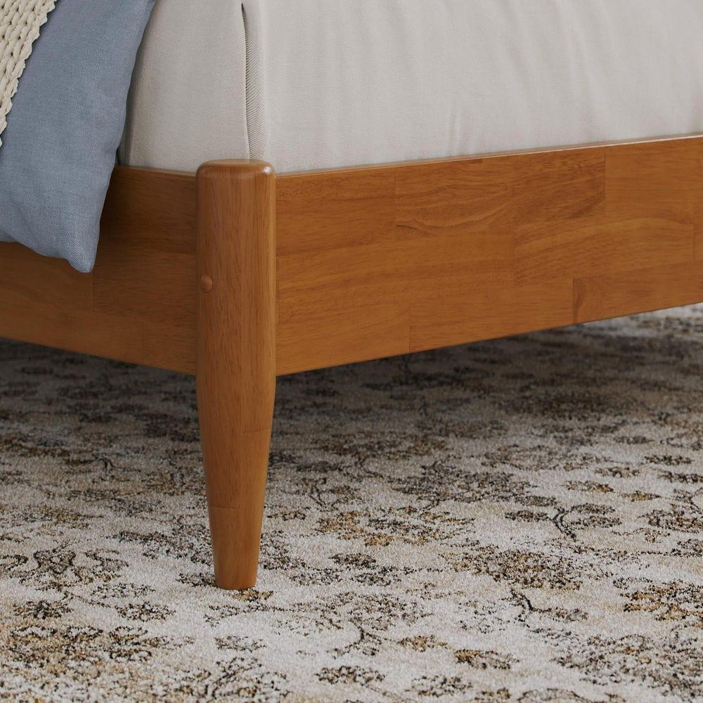 AFI Charlotte Full Solid Wood Low Profile Platform Bed, Light Toffee