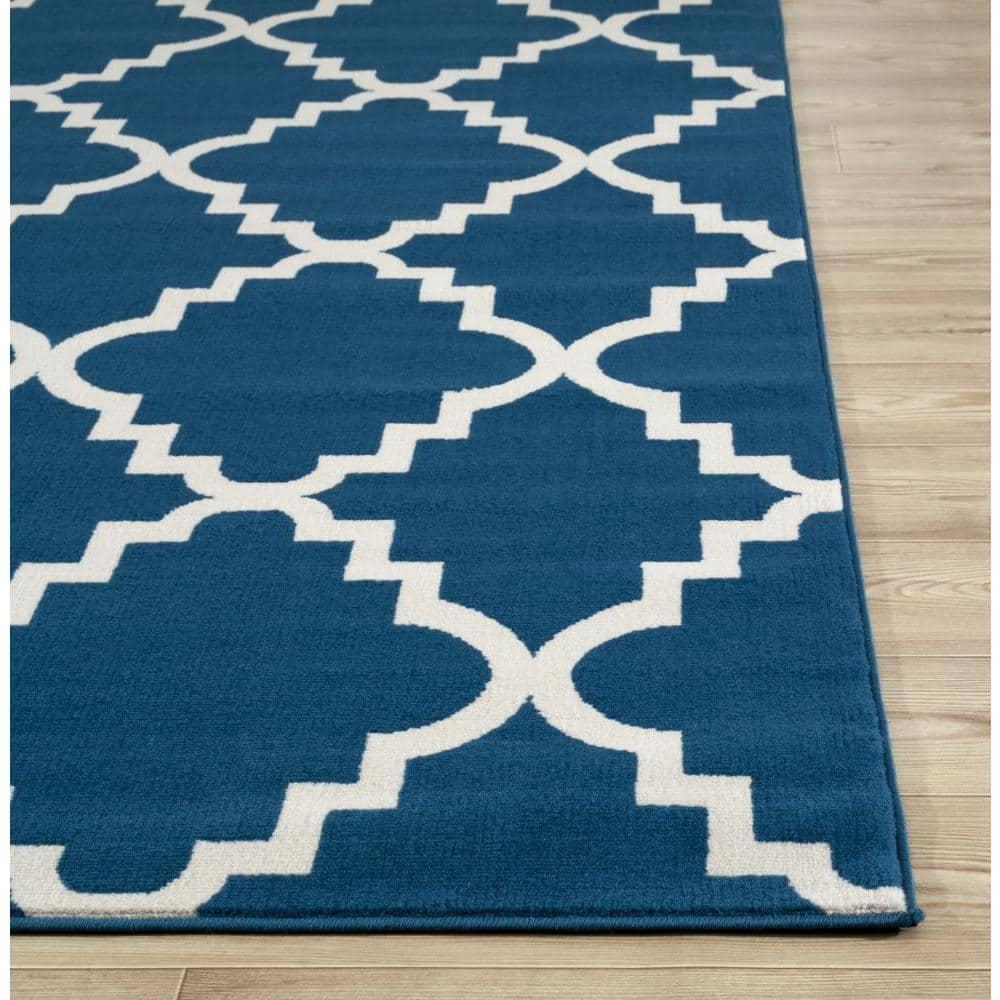 World Rug Gallery Distressed Abstract Area Rug - Blue 2'7"x6'