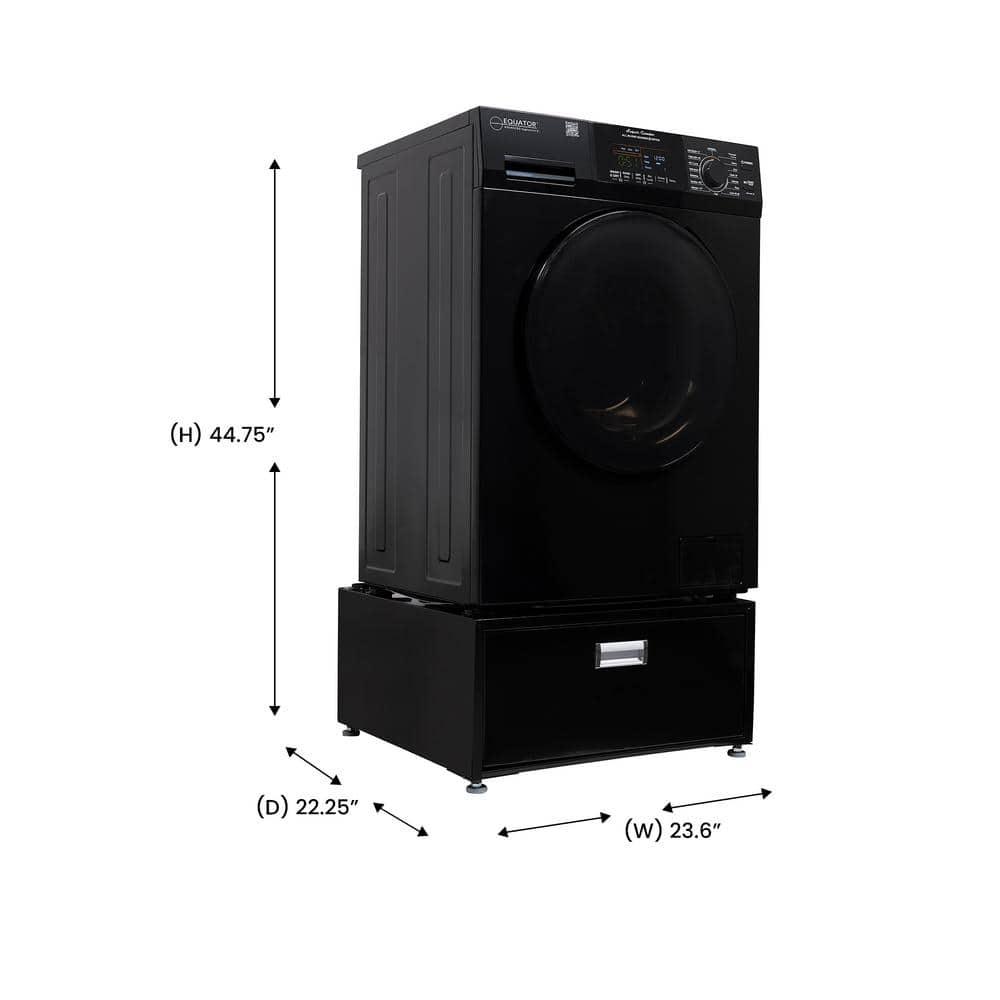 Equator Advanced Appliances All-in-one Washer Dryer Ventless FULLY BUILTIN 0-CLEARANCE 1.62cf/15lbs 110V 1400RPM with Pedestal EZ 4700 C + PDL 4455 Black