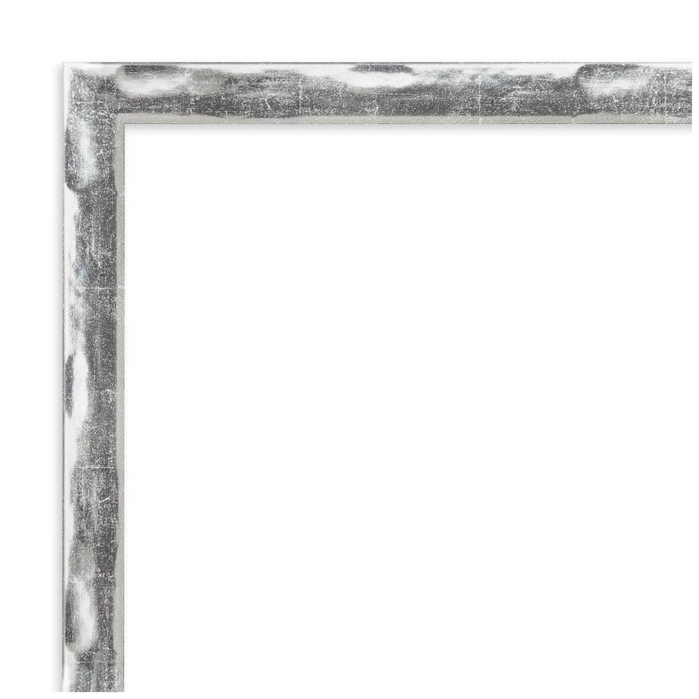 Amanti Art 20" x 26" Scratched Wave Framed Bathroom Vanity Wall Mirror Chrome : Modern Rectangle, Wall Mount