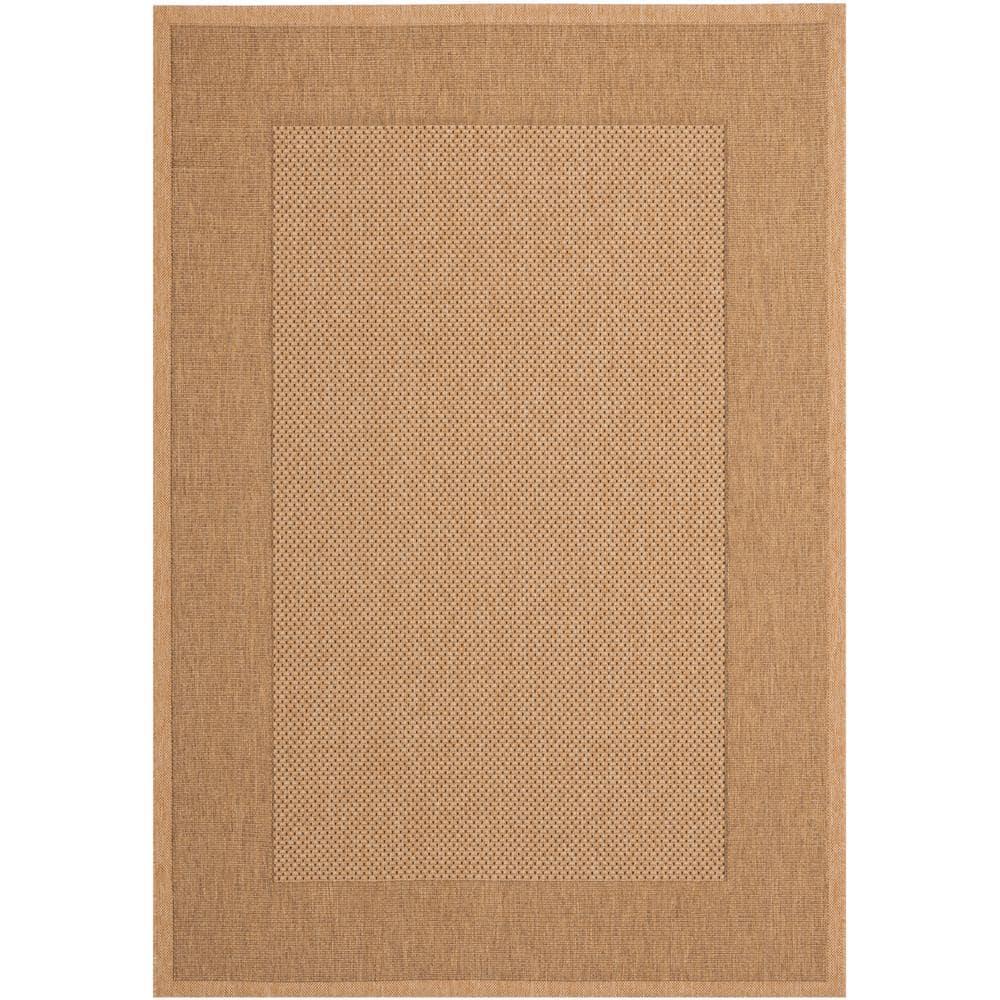 SAFAVIEH Courtyard Justine Bordered Indoor/Outdoor Area Rug, Natural/Gold, 2'7" x 5'