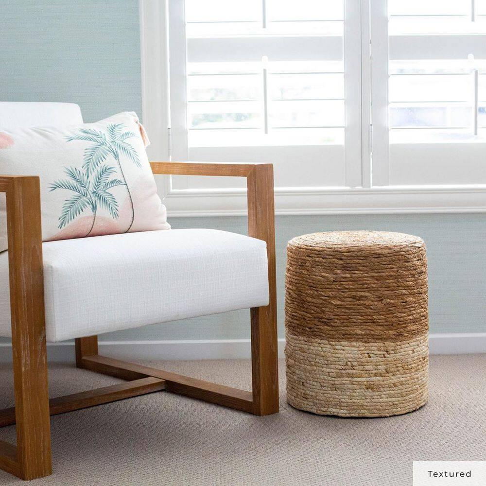 Tempaper & Co.® Faux Horizontal Grasscloth Removable Peel and Stick Wallpaper, Textured Seaglass, 28 sq. ft.: Vinyl, Prepasted