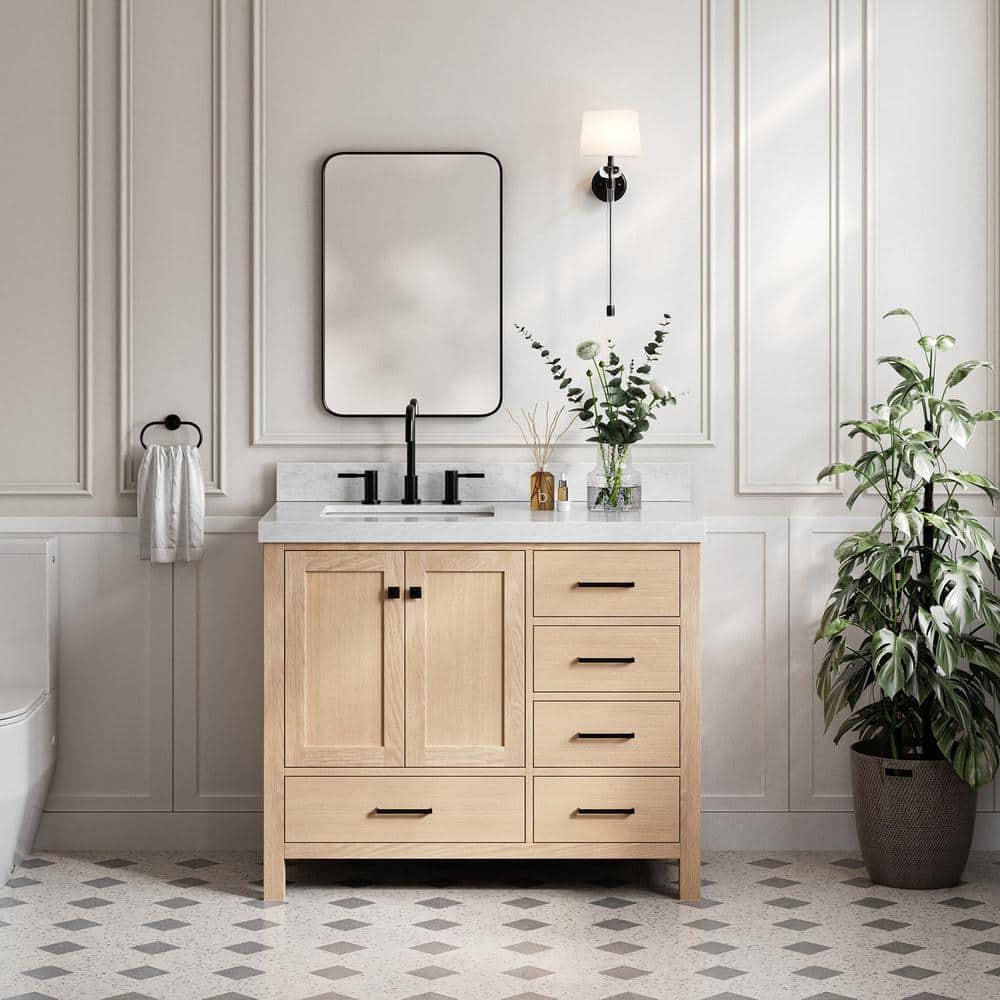 Cambridge 42'' Single Bathroom Vanity with Carrara Marble Top