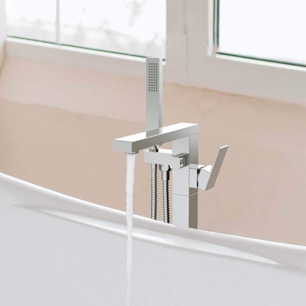 Cube Floor Tub Spout with Diverter