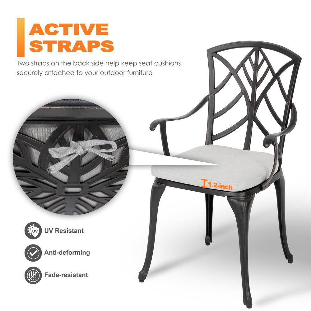 15 in. x 16 in. Outdoor Patio Chair Seat Cushion in Gray (2-Pack)