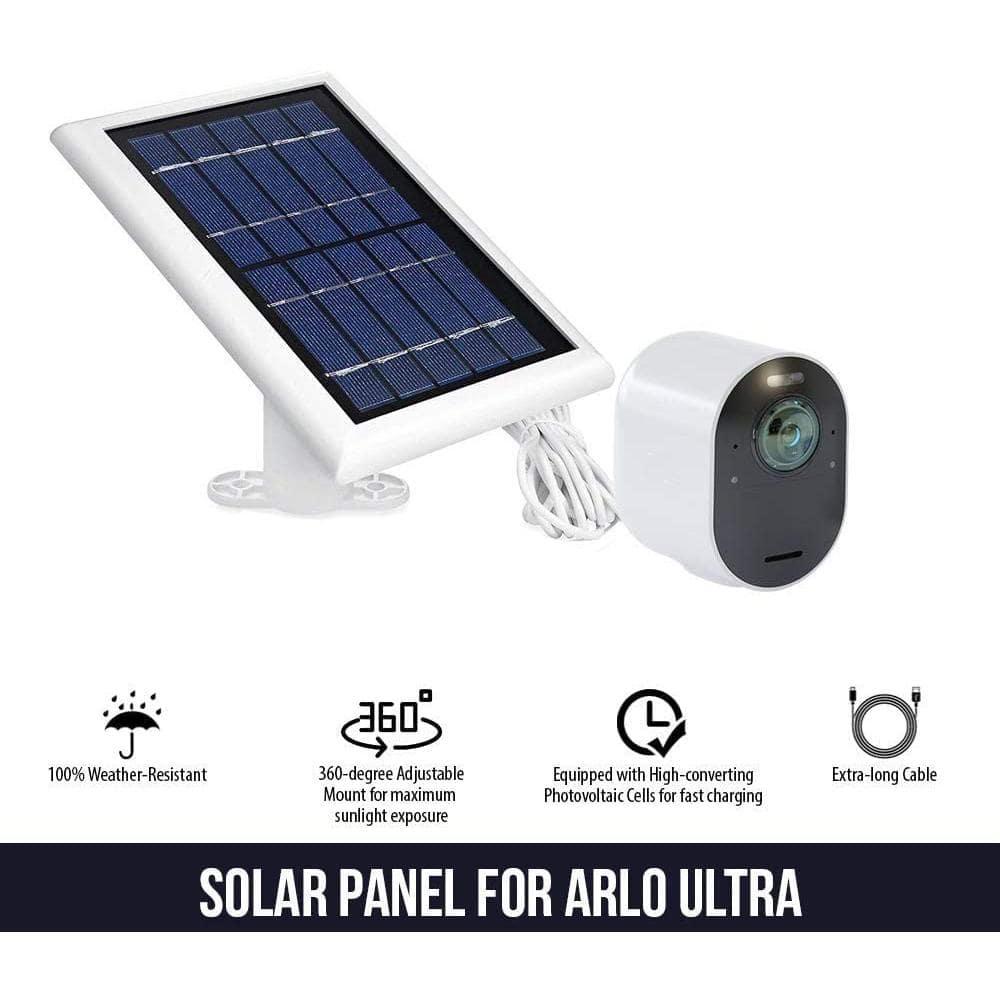 Wasserstein Solar Panel Compatible with Arlo Ultra/Ultra 2, Arlo Pro 3/Pro 4 and Arlo Floodlight ONLY with 13.1ft Cable (2 Pack, White) - Camera Not Included