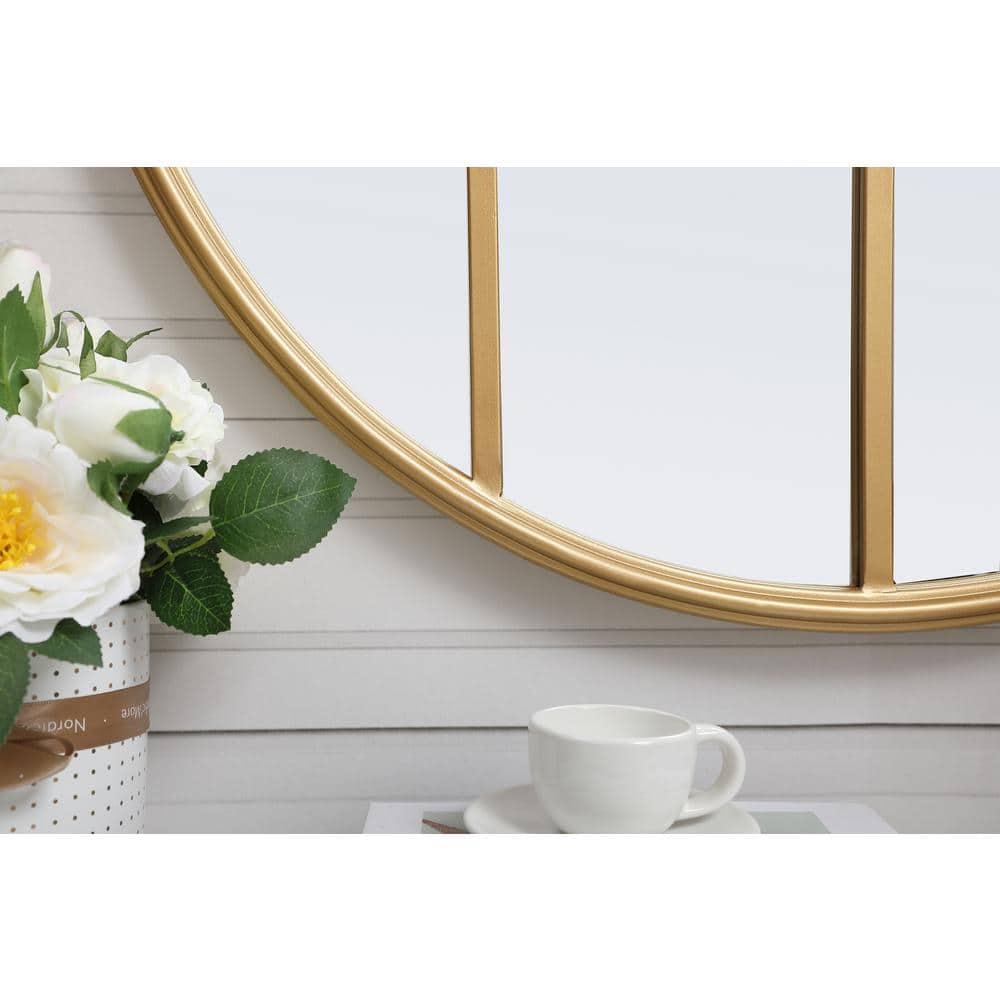 Elegant Lighting Metal windowpane mirror 28 inch in in x 28 inch in in Brass