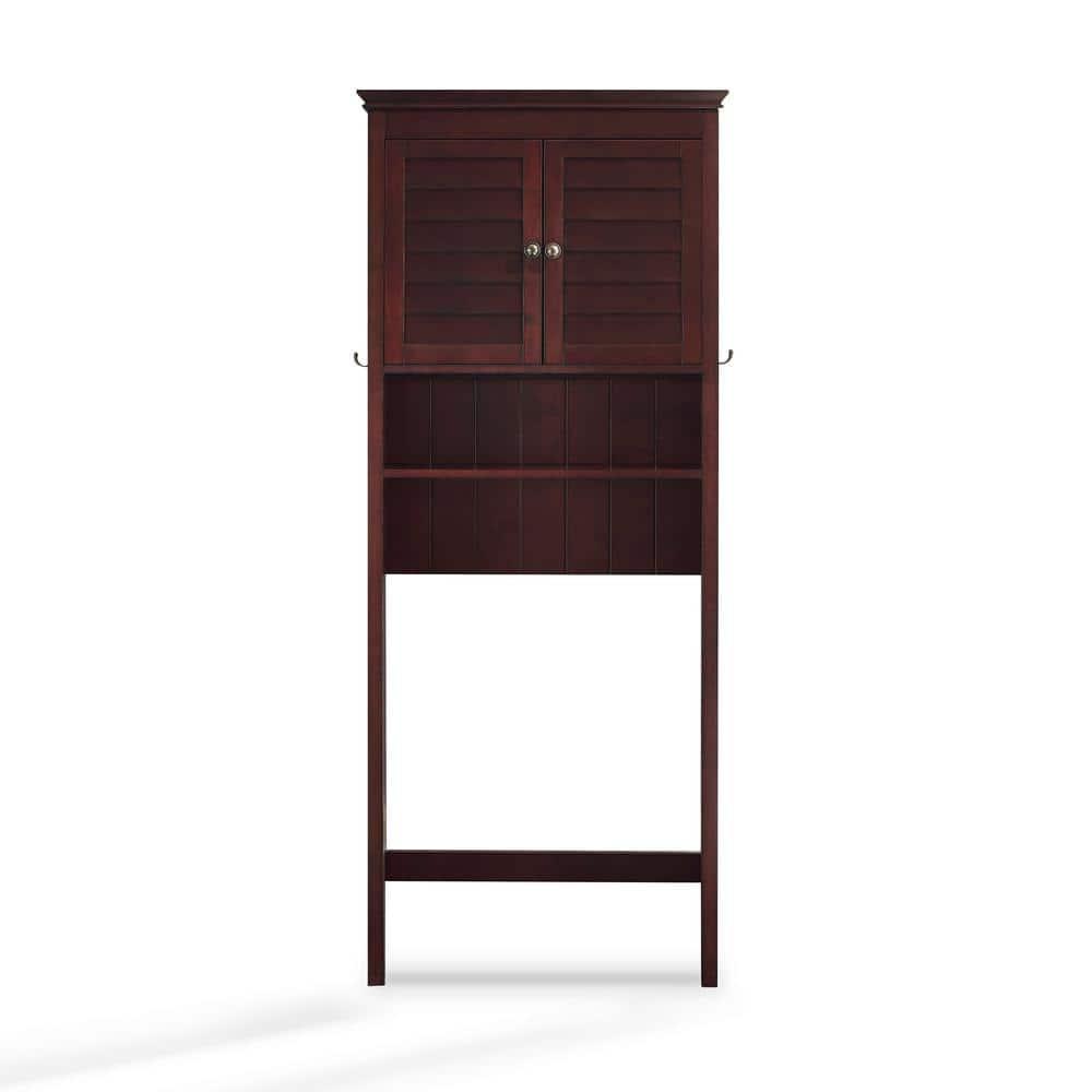 Crosley Lydia Space Saver Espresso Brown: Bathroom Organizer with 4 Shelves, Veneer Finish, Metal Hardware
