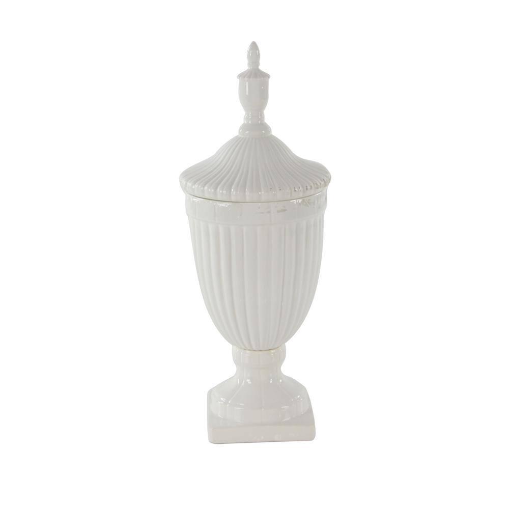 26" Modern Ceramic Urn Vase White - Olivia & May: Large Tabletop Decor, Novelty Design