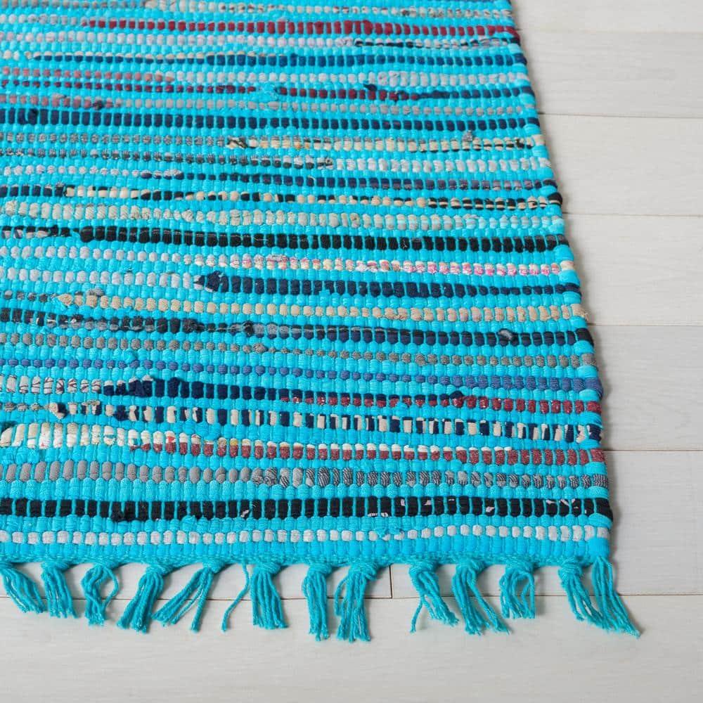 Rag Rug RAR125 Hand Woven Indoor Accent Rug - Turquoise/Multi - 2'x3' - Safavieh.