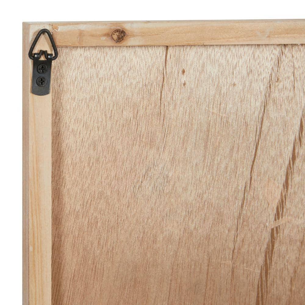 DecMode Brown Wooden Utensils Wall Decor with Carved White Floral Designs (2 Count)