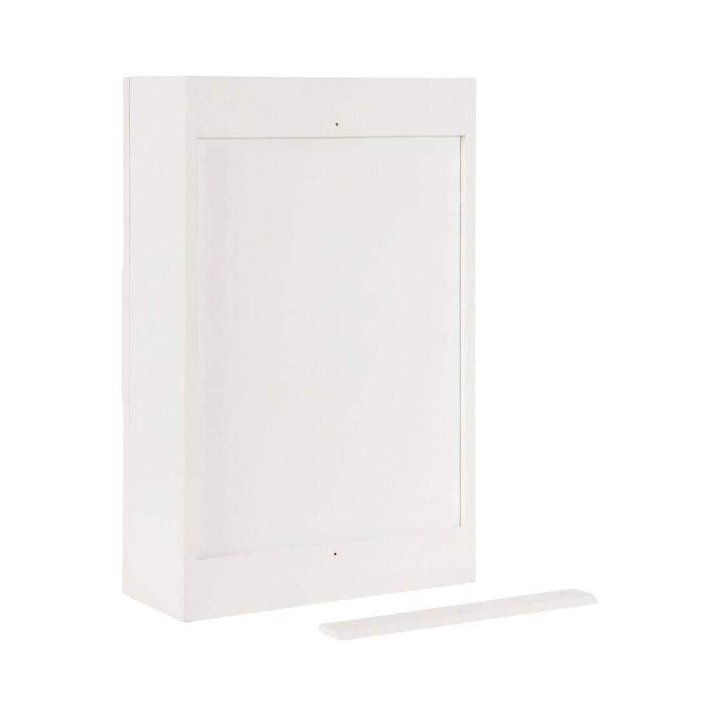 Kate and Laurel Ori Transitional Cane Wall Cabinet with Door, 15 x 7 x 24, Painted White Wood and Natural Rattan, Decorative Rattan Over the Toilet Cabinet with Three Shelves for Decor and Display