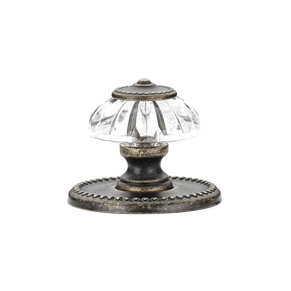 Clear Acrylic and Burnished Brass Round Cabinet Knob with Mounting Hardware