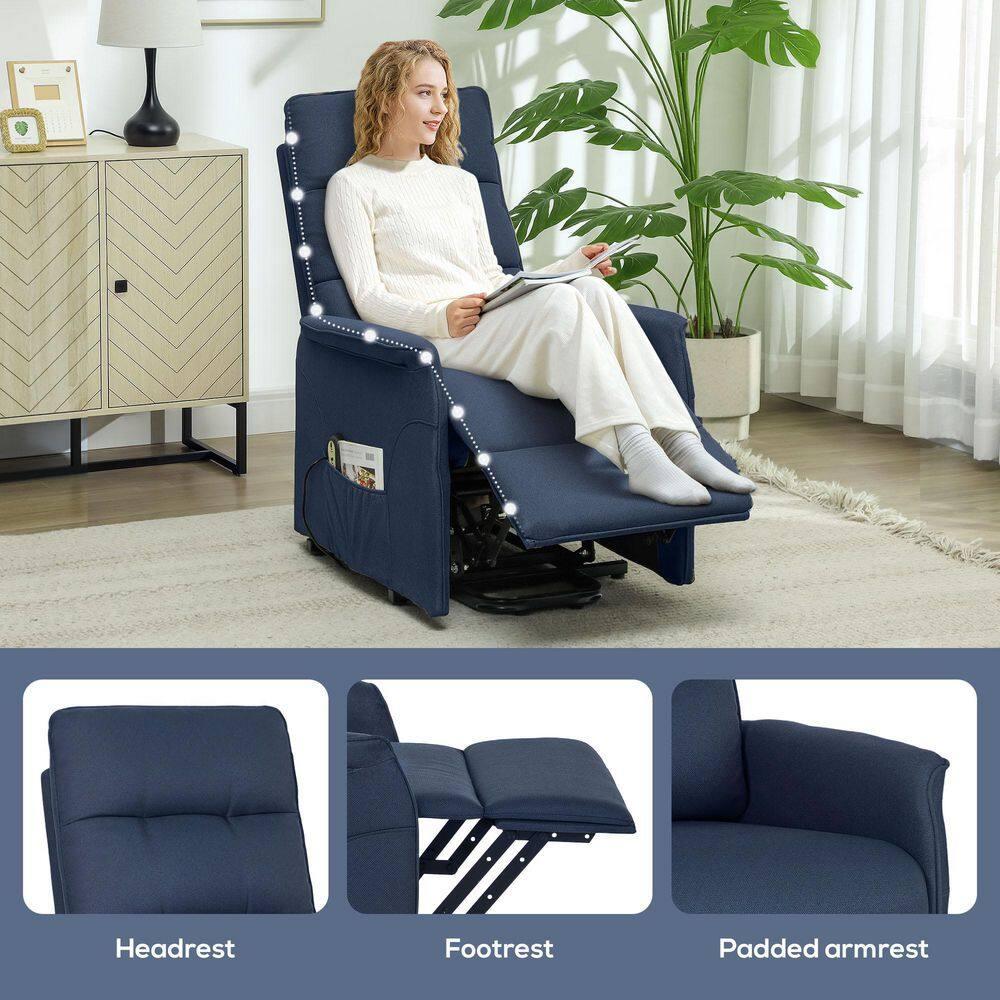 HOMCOM Power Lift Recliner Chair, Electric Reclining Chair with Remote, Side Pockets, Pocket Spring, Tufted Back, Quick Assembly, Deep Blue