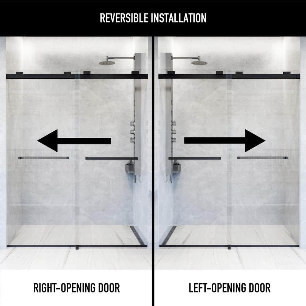 Houston 56-60" W x 76" H Sliding Frameless Shower Door with 3/8" Clear Glass