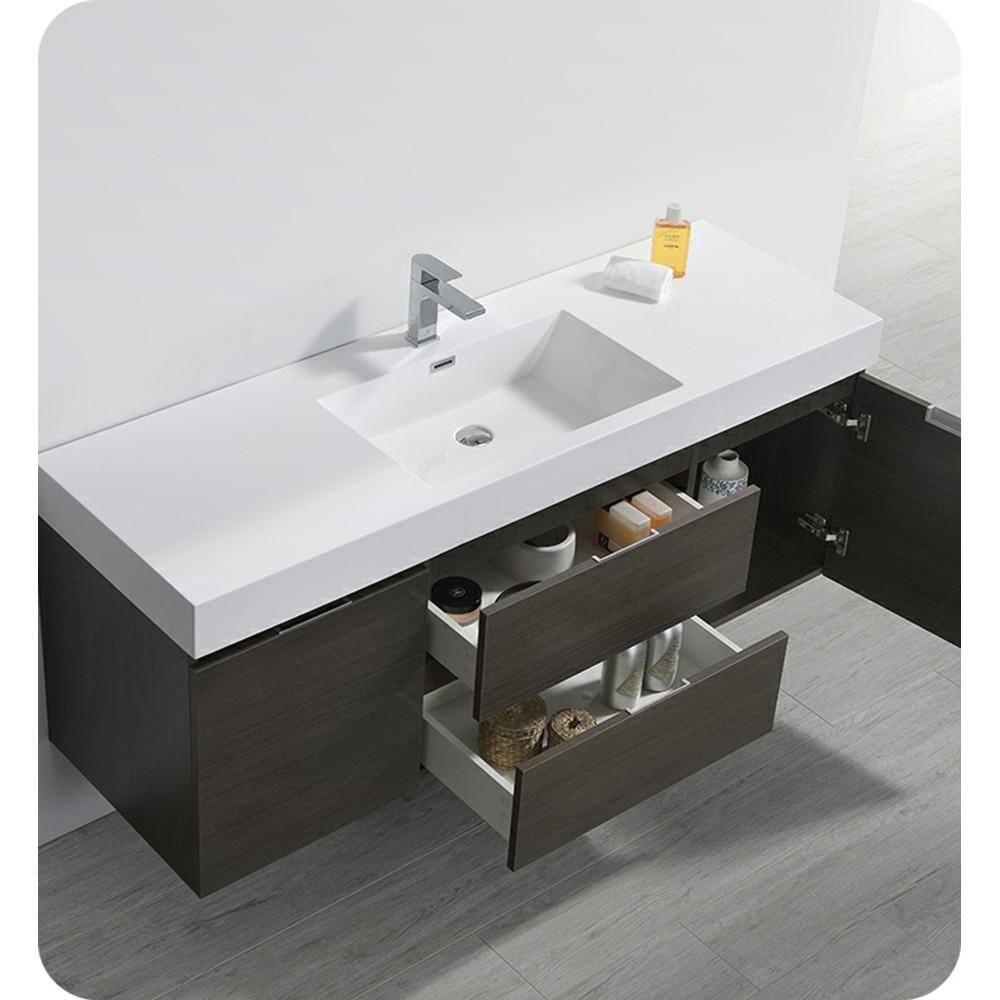 Fresca Valencia 60" Wall Mount Single Sink Bathroom Vanity Base Only (Top and Sink Not Included)