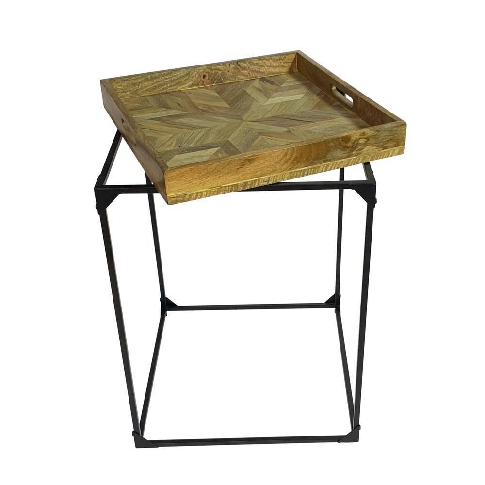 Carolina Living Cooper Tray Table - Inlay Natural - Black