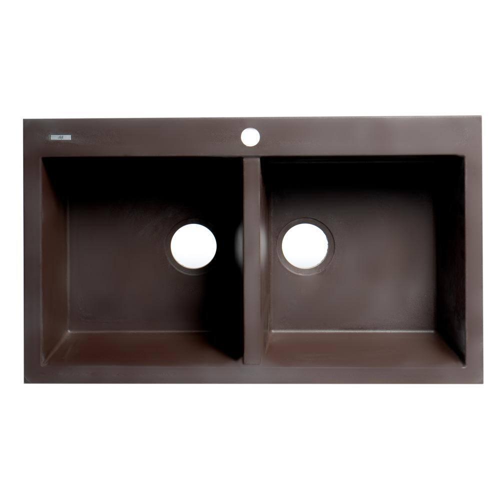 33.88'' L Drop-In Double Bowl Granite Kitchen Sink