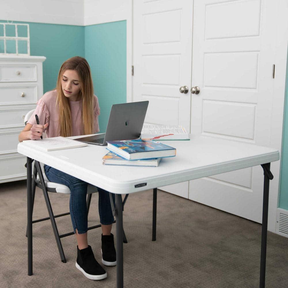 Lifetime 37 inch Square Folding Table, Indoor/Outdoor Commercial Grade, White Granite (80783)