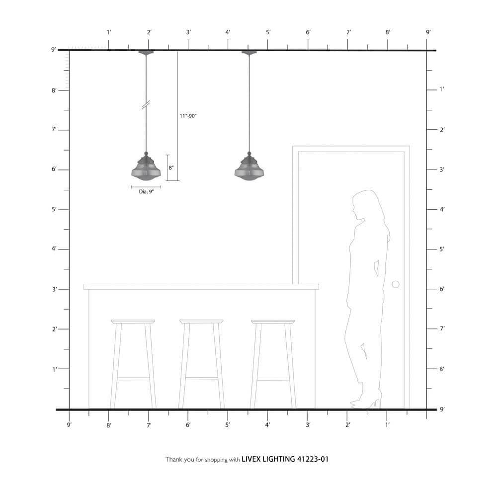 Livex Lighting Art Glass 1 - Light Pendant in  Antique Brass
